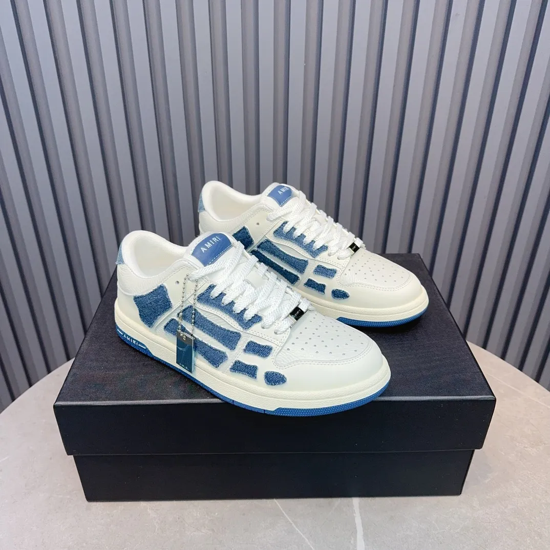 Men's men's shoes 💰600 AMIRI high street sneakers with bone sports shoes, toe layer cowhide upper, upper side bones, hand-stitched, good three-dimensional effect, customized metal LOGO, size 38-45 46